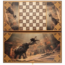 Нарды + шашки Ростовские &quot;Слон&quot; Россия, дерево, 50х25х4 см средние