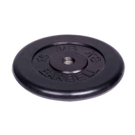 Диск Barbell 15 кг. d-31 мм. обрезиненный чёрный, фото 1