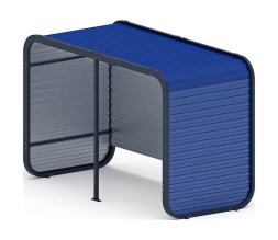 Навес контейнерной площадки для мусора (синий) (2 секции) (под анкера) МФ 55.01.02-03, фото 1