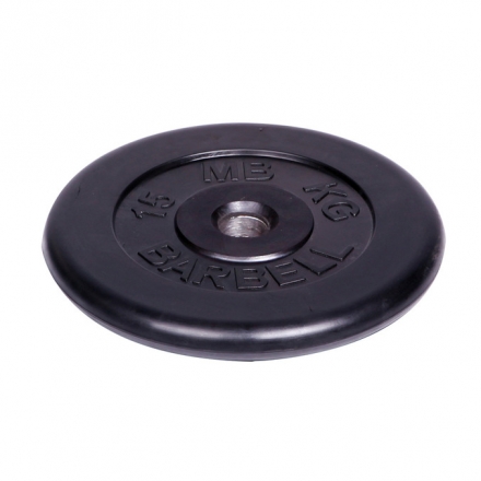 Диск обрезиненный Barbell d 51 мм чёрный 15 кг, фото 1