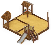 Песочный дворик с горкой (Коричневый) - ИО 6.01.05-02 H=750