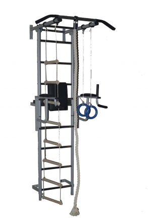 Детский спортивный комплекс Крепыш плюс пристенный с брусьями - 1 серый, фото 1