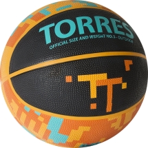 Мяч баск. &quot;TORRES TT&quot; арт. B02125,  р.5, резина, нейлон. корд, бут. кам., черный-мультиколор