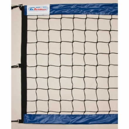 Сетка для пляж. вол. &quot;KV.REZAC&quot; арт.15015898004,8,5х1м,3 мм ПП,яч.10х10 см,СИН.ленты ПВХ,кев.тр,чер, фото 1