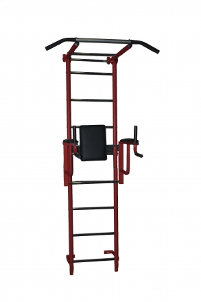 Детский спортивный комплекс Крепыш плюс пристенный с брусьями - 2 бордовый, фото 1