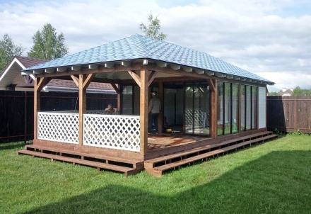 Застекленная беседка ОАЗИС С ХОЗБЛОКОМ, фото 5