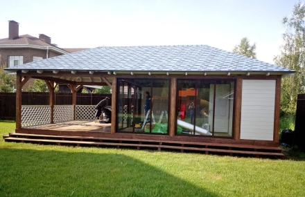 Застекленная беседка ОАЗИС С ХОЗБЛОКОМ, фото 2