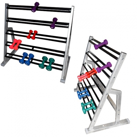 Подставка PutiSporta под фитнес гантели на 30пар 5-ти ярусная пристенная ДШВ 109х62х100см, фото 1