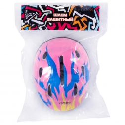 Шлем защитный Fire, синий/розовый, фото 4