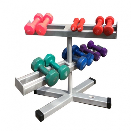 Подставка PutiSporta под фитнес гантели на 7-8пар 2-х ярусная X-образная ДШВ 810х420х520мм, фото 1