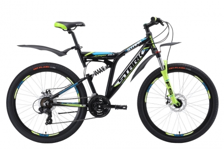 Велосипед Stark&#039;18 Jumper 26.1 FS D чёрный/зелёный/белый 20&quot;, фото 1