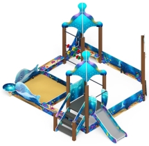 Песочный дворик с горкой Морской - ИО 6.17.01-01 H=750 