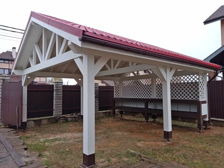 Навес для двух машин с дровником ФИЕСТА Несущий каркас, фото 1