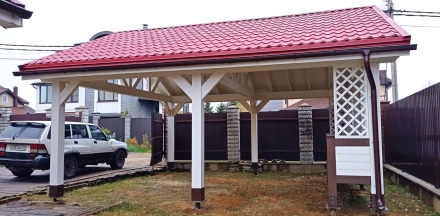 Навес для двух машин с дровником ФИЕСТА Несущий каркас, фото 2