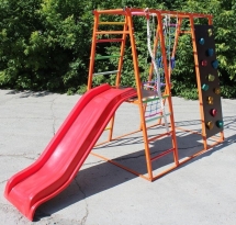 БОГАТЫРЬ с пластиковой горкой, зацепы камень, металл 170 ДСК