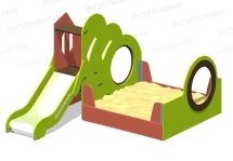Игровой модуль Romana 115.54.00 с песочницей и горкой для детской площадки Игровой модуль Romana 115.54.00 с песочницей и горкой для детской площадки