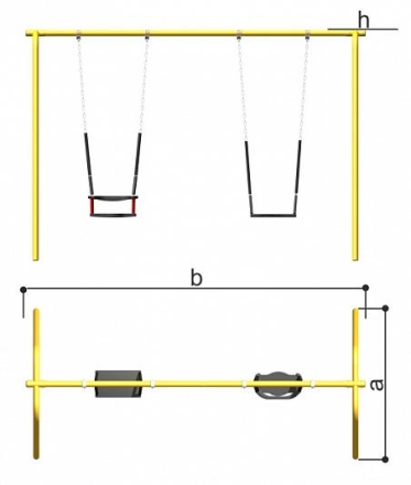Качели двойные смешанные Romana 108.58.00-02 для детской площадки, фото 2