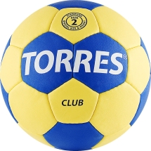 Мяч ганд. &quot;TORRES Club&quot; арт.H30042, р.2, ПУ, 5 подкл. слоев, сине-желтый