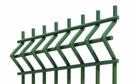 Панель сварная 3D оцинкованная, с полимерным покрытием, RAL 6005, высота 1030мм, ширина 2500мм, 2 гиба, ячейка 200х50мм, фото 1