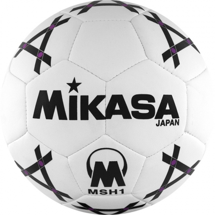 Мяч гандб. &quot;MIKASA MSH 1&quot;, синт.кожа, р. 1, машинная сшивка, бело-черно-фиолет., фото 1