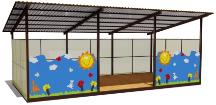 Теневой навес одинарный 4х8 м 19207 для уличной площадки, фото 1