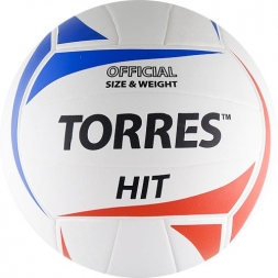 Мяч вол. &quot;TORRES Hit&quot; арт.V30055, р.5, синт.кожа (ПУ), клееный, бут.кам, бело-красно-синий, фото 1