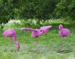 Топиари композиция фламинго, семья Малина, 3 шт - газон Eco, фото 1