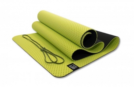 Мат для йоги 6 мм двухслойный перфорированный оливковый, фото 1