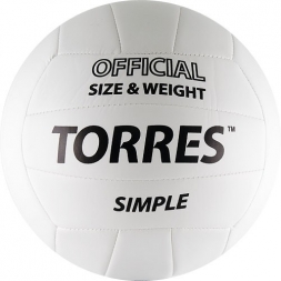 СЦ*Мяч вол. &quot;TORRES Simple&quot; арт.V30105, р.5, синт.кожа (ТПУ), маш. сшивка, бут. камера, бело-черный, фото 1