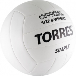 СЦ*Мяч вол. &quot;TORRES Simple&quot; арт.V30105, р.5, синт.кожа (ТПУ), маш. сшивка, бут. камера, бело-черный, фото 2