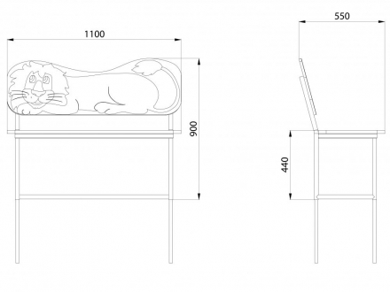 МФ 1.26 Лавочка со спинкой Львенок, фото 2
