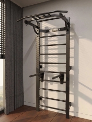 Профессиональная шведская стенка с брусьями и турником Domsen Fitness Ds46 BLACK, фото 1