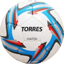 Мяч футбольный "TORRES Match", р.4, 32 панели. PU, бело-серебряно-голубой  Мяч футбольный "TORRES Match", р.4, 32 панели. PU, бело-серебряно-голубой