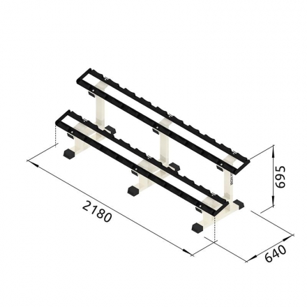 Стойка для профессиональных гантелей 2-х ярусная на 10 пар IK203, фото 5