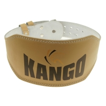 Пояс для тяжелой атлетики Kango Fitness бежевый, кожа размер  S