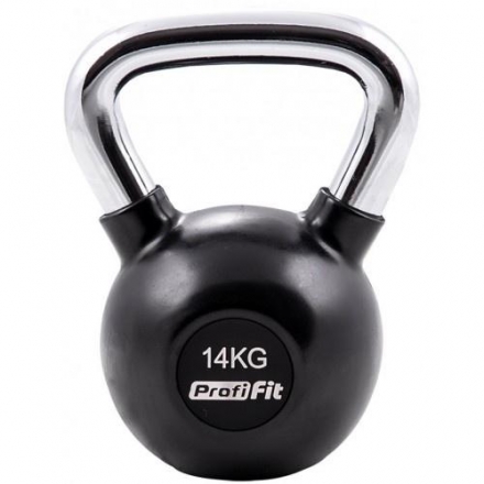 Гиря обрезиненная с хромированной ручкой PROFI-FIT, 14 кг, фото 1