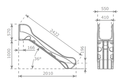 Скат KBT Bronco L2,4 H1,0 пластиковый для игровых площадок, фото 9