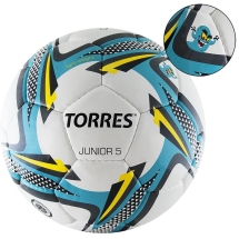 Мяч футбольный "TORRES Junior-5", р.5, бело-голубой-серый Мяч футбольный "TORRES Junior-5", р.5, бело-голубой-серый