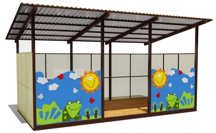 Теневой навес одинарный 3х6м 19106 для уличной площадки, фото 1