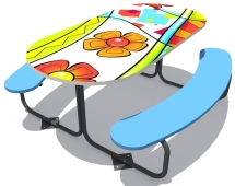 Столик с 2-мя скамейками, паттерн "Фэнтази" МД020.02.02