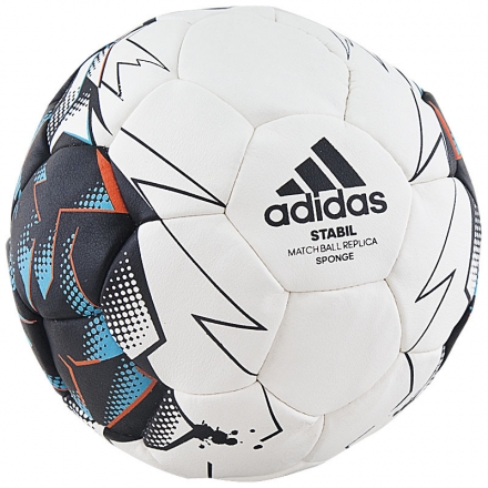 Мяч ганд. &quot;ADIDAS Stabil Sponge&quot; арт.CD8591, р.0 (mini), ПУ, 30 панелей, руч.сш, бело-черн-бир-оранж, фото 1