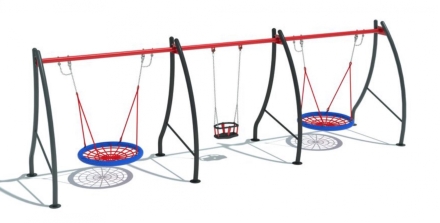 Качели Гнездо Богатырь тройные для детской площадки, фото 1