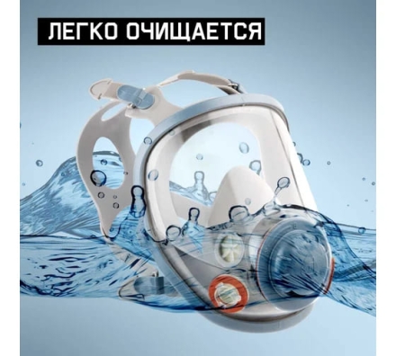 Полнолицевая маска Jeta Safety с антивандальным покрытием + 10 пленок в комплекте, размер M 6950F-M, фото 6