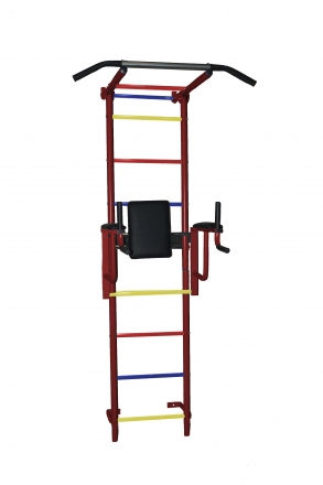 Спортивный комплекс Крепыш плюс пристенный с брусьями - 2 ПВХ бордовый, фото 1