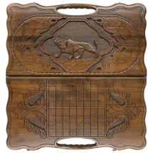 Нарды резные "Лев 3" с ручкой 60, Haleyan Нарды резные "Лев 3" с ручкой 60, Haleyan